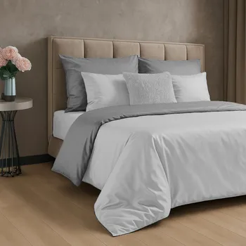 Povlečení 140x200 cm bavlněné bílé, světle šedé oboustranné NOVA 3