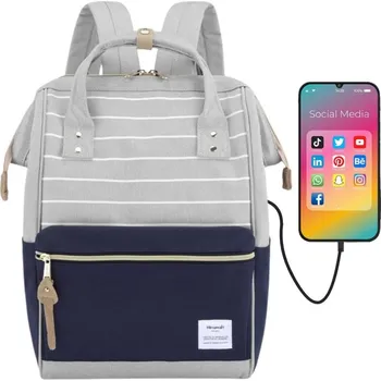 Městský batoh Béžový batoh s USB portem pro 13,3" notebook Barva: šedá || námořnictvo