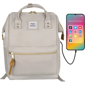 Béžový batoh s USB portem pro 13,3" notebook Barva: Šedá 1