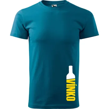 Pánská móda Pánské tričko s potiskem Vínko Velikost: L, Barva trička: Petrolejová