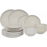 Jídelní sada talířů 18 ks lesklá krémová HT-24327591