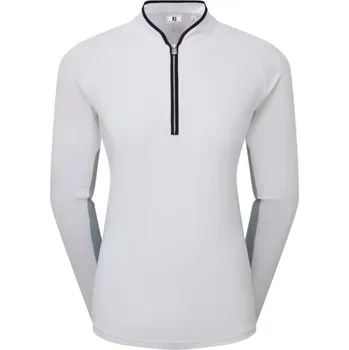 Dámské tričko FootJoy 1/4-Zip LS Sun Protection dámské tričko, bílé dámské, XS