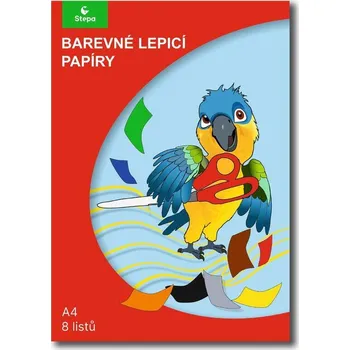 Papír Barevný lepicí papír - A4 (8 listů), STEPA ,balení 8 ks Stepa