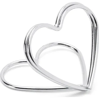 Svatební dekorace Stojánky na jmenovku srdíčko stříbrné 2,5 cm, 10 ks