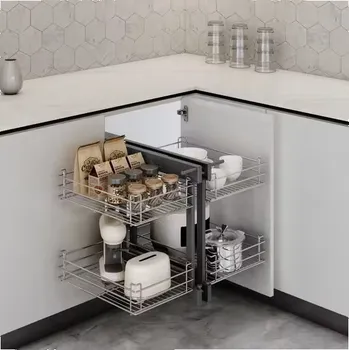 Kuchyňská skříňka Wireli Magický rohový systém ALIANCE s tlmením / Chróm lesklý Univerzální osazení 450 mm