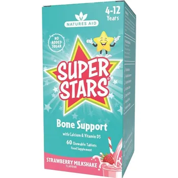 Kloubní výživa Natures Aid Super Stars Bone Support - příchuť jahodového koktejlu 60 žvýkacích tablet