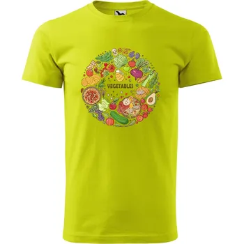 Pánské oblečení Pánské tričko s potiskem Vegetables Velikost: M, Barva trička: Limetková