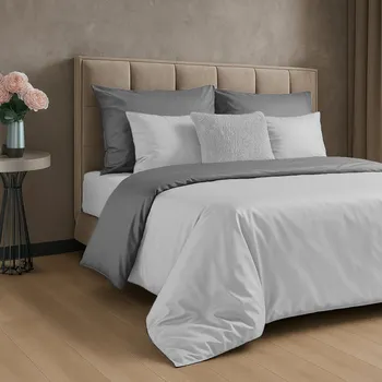 Povlečení 220x200 cm bavlněné, bílé a ocelové barvy, oboustranné NOVA 3