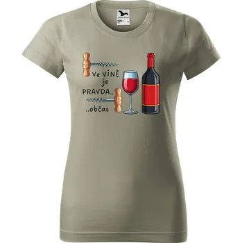 Dámské tričko Dámské tričko s potiskem Ve víně Barva trička: Světlá khaki - 28, Velikost: XL