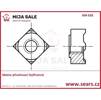 Matice M 8 - DIN 928 - 4.8 - Matice přivařovací čtyřhranná