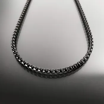 Řetízek Pánský černý ocelový řetízek 0,5 cm č. 1284 - 50 cm