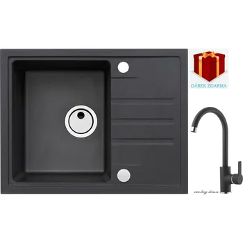 Granitový dřez Alveus SET dřez Intermezzo 30 + Tonia - 91 black + dárek (příborník, podložka na sušení nádobí nebo tekutý čistič)