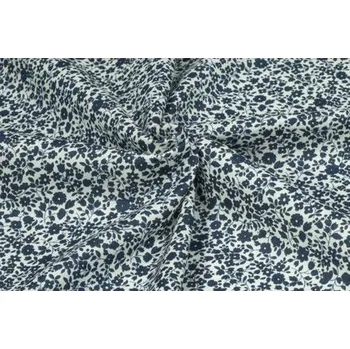 Japonská bavlněná látka FLOWNNY, šatovka, bílo-tmavě modrá, sartor.cz