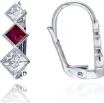 Náušnice z bílého zlata s červeným kamenm