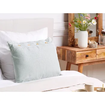 Dekorativní polštářek Polštář s pruhovaným vzorem 40 x 60 cm zeleno/bílý s knoflíky dekorativní do obývacího pokoje ložnice Beliani