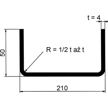 Stavební profil Jekl otevřený U 210×50×4 mm – 6 m