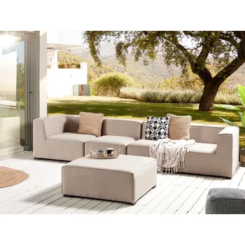 Sedací souprava Zahradní sedací souprava béžová čalouněná 4místná modulární s taburetem moderní styl Beliani