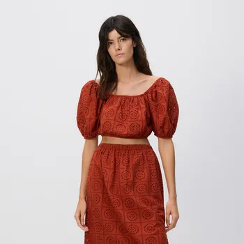 Dámské tričko Reserved - Top s ažurou - ostře červená - YS032-29X - YS032-29X-XL