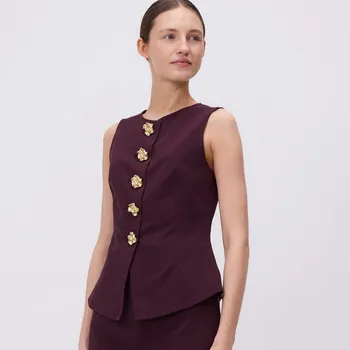 Dámské sako Reserved - Vesta s ozdobnými knoflíky - bordó - 249FT-53X - 249FT-53X-XS