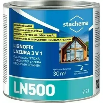 barva a nátěr na dřevo LN500 Lignofix olejová lazura 3v1 s biocidem - zlatý dub 0,6l