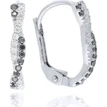 Náušnice z bílého zlata s bílými a černými zirkony