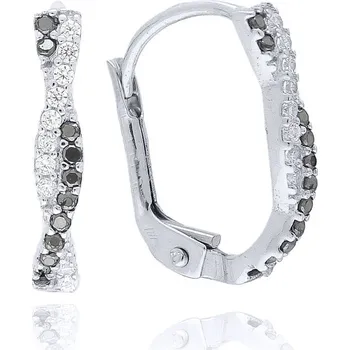 Náušnice Náušnice z bílého zlata s bílými a černými zirkony