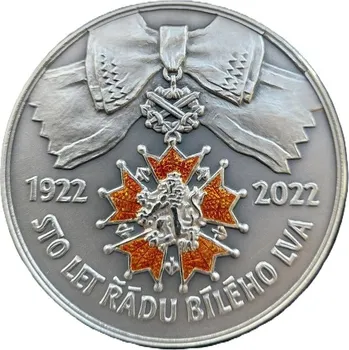 Medaile k výročí 100 let Řádu Bílého Lva 500g, pamětní stříbrná medaile