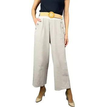 Dámské letní kalhoty se širokými nohavicemi sv.béžové vel.UNI