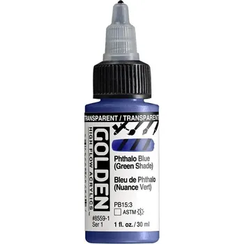 Vodová barva Golden Artist Colors High Flow Akrylová barva Transparent Phthalo Blue (Green Shade) 30 ml 1 ks