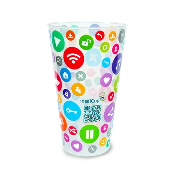 Jednorázové nádobí ECOFOL Plastový kelímek PP vratný 500 ml nápojový s potiskem idealCup bal/10 ks