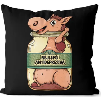 Dekorativní polštářek Polštář 40 x 40 cm - Antidepresiva - kůň