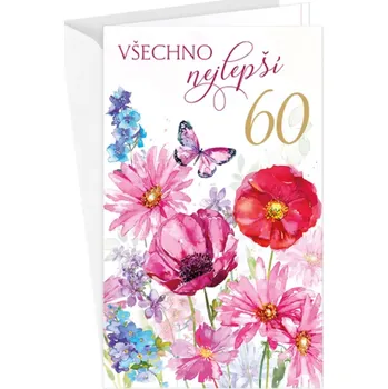 Blahopřání k 60. narozeninám - klopa na peníze - 15-6467c60