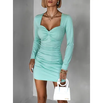 Dámské šaty Světle zelené krátké šaty ROTNESE s dlouhým rukávem Velikost: ONESIZE