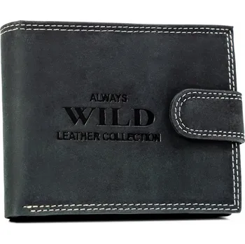 Peněženka Velká pánská peněženka z přírodní kůže se zapínáním na patentku Barva: Černá
