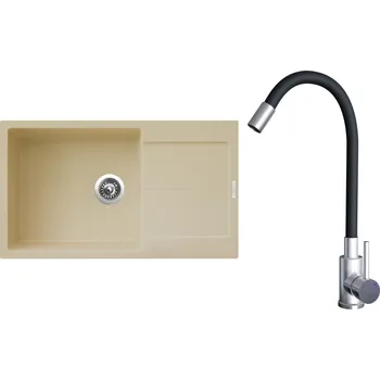 Kuchyňský dřez Set Sinks G22250 (dřez Ultima 860 XXL Sahara 50 + baterie Elasta Nerez/Černá)