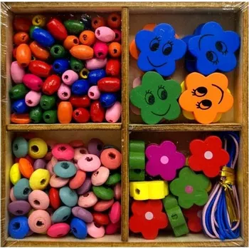 Dětské navlékací korálky Korálky dřevěné - sada - PK510-41