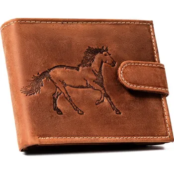 Peněženka Klasická kožená pánská peněženka s koněm Barva: Světle Hnědá
