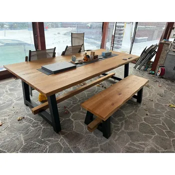 Zahradní lavice Lavice - happyhippo Velikost: 110, Odstín desky: Světlý, Hrana desky: Přírodní