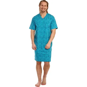 Pánská noční košile Lamido Pánská noční košile krátký rukáv Karel tyrkysový tisk L (CZ50 / L) - doprava od 59 Kč