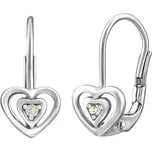 Dětské stříbrné náušnice srdíčka s přírodním bílým Topazem