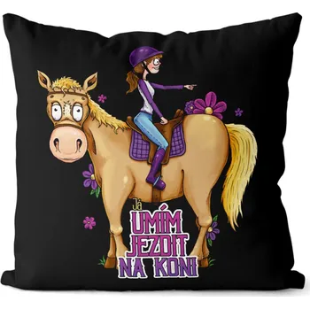 Dekorativní polštářek Polštář 40 x 40 cm - Umím jezdit na koni