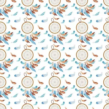 Látka na legíny a plavky, plavkovina, úplet LEGGINE - SHIELD, vzor boho - lapač snů, metráž, látka