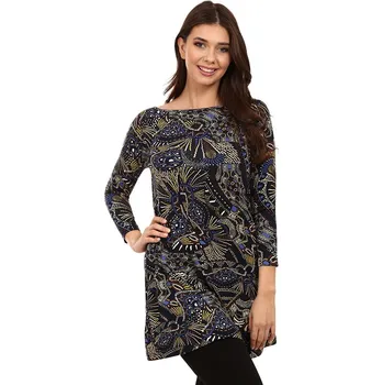 Dámská halenka Lamido Dámská tunika Míša barevný vzor na modré XL (XL) - doprava od 59 Kč