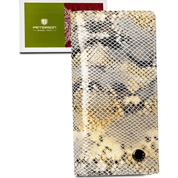 Peněženka Kožená, vertikální dámská peněženka s a texturou imitace hadí kůže Barva: Béžová