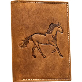 Peněženka Velká kožená pánská peněženka s reliéfním vzorem ve tvaru koně
