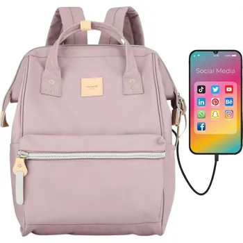 dámský batoh s USB a kapsou na notebook Barva: Růžová