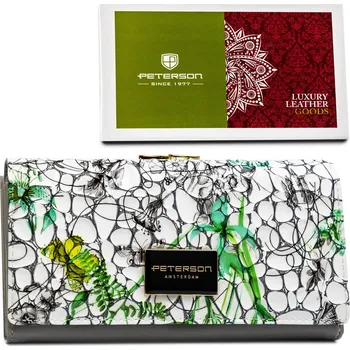 Peněženka Velká, vícebarevná dámská peněženka z přírodní kůže Barva: zelená || šedá || vícebarevná