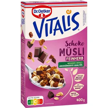 DR.OETKER VITALIS MÜSLI HOŘKÁ ČOKOLÁDA 400g NĚMECKO!