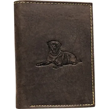 Peněženka pánská kožená peněženka bez zapínání se vzorem psa Barva: Tmavě Hnědá