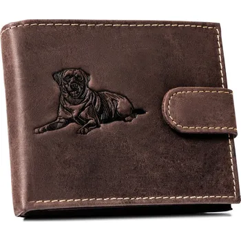 Peněženka Pánská kožená peněženka s reliéfním motivem psa Barva: Tmavě Hnědá